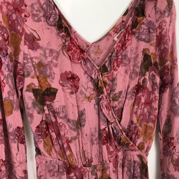 Target Floral Boho Long-Sleeve Romper Ruffle Pink - Picture 2 of 2